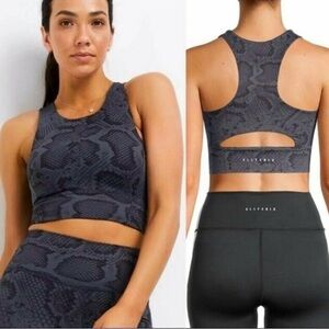 AllFenix | Anthropologie Longline‎ Blue Black SnakeSkin Print Sports Bra. Size S